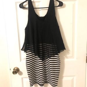 Love J Super Pretty Black and White Striped Dress